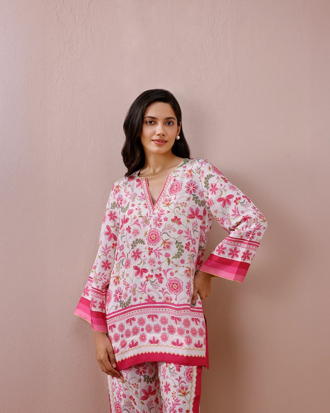 Saurmi Lawn White & Pink Co-ord Set