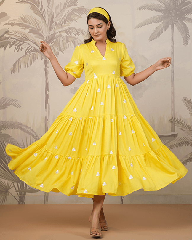 Yellow Embroidered Dress