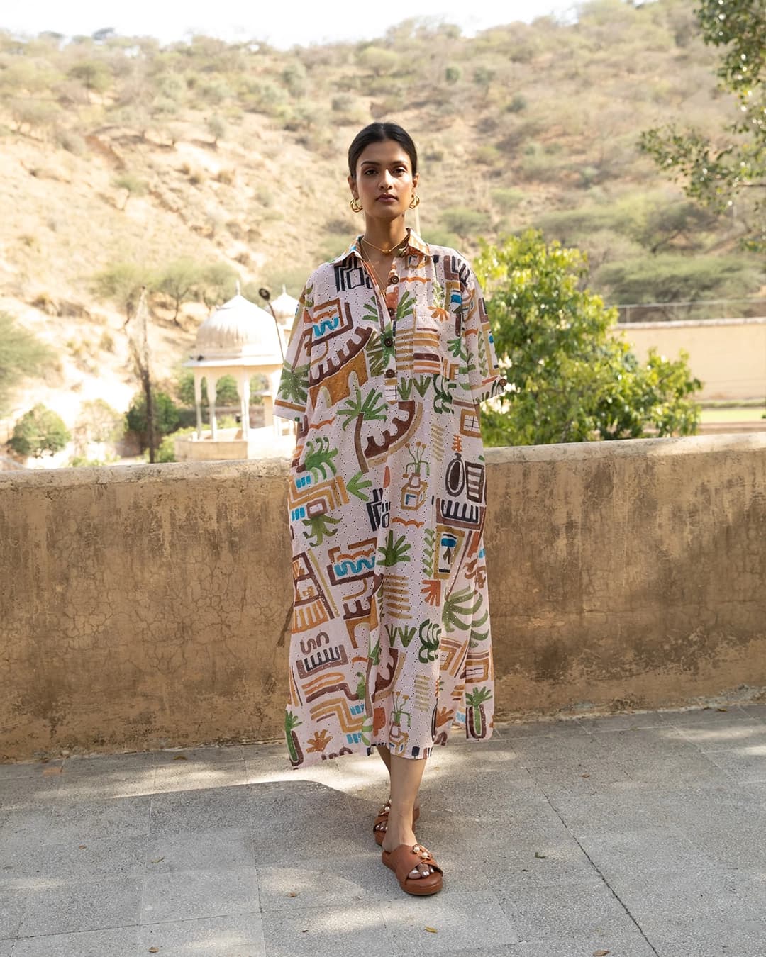 Honeydew Kaftan In Casablanca Print