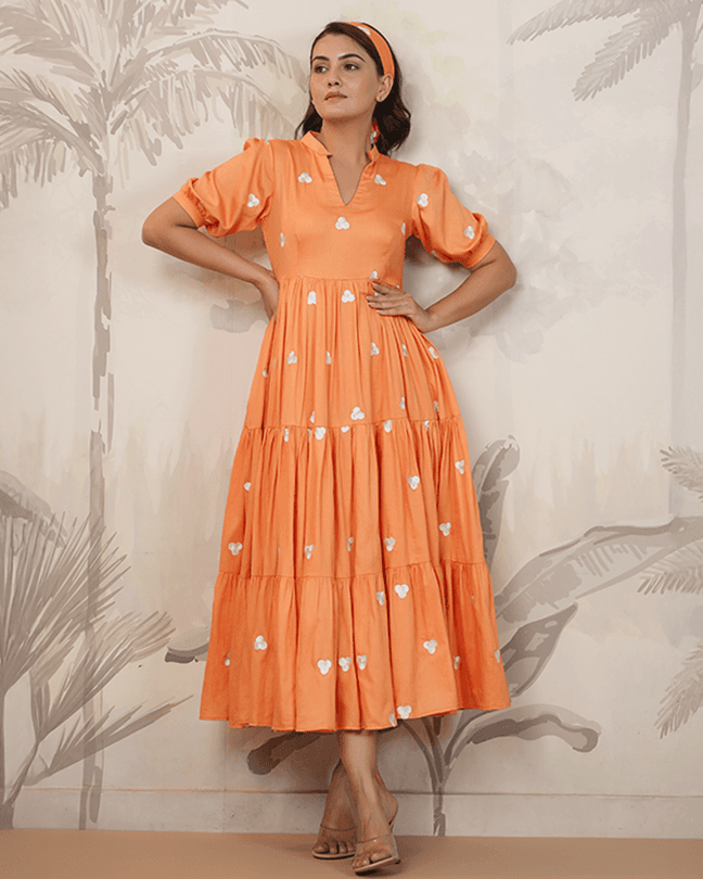 Orange Embroidered Dress