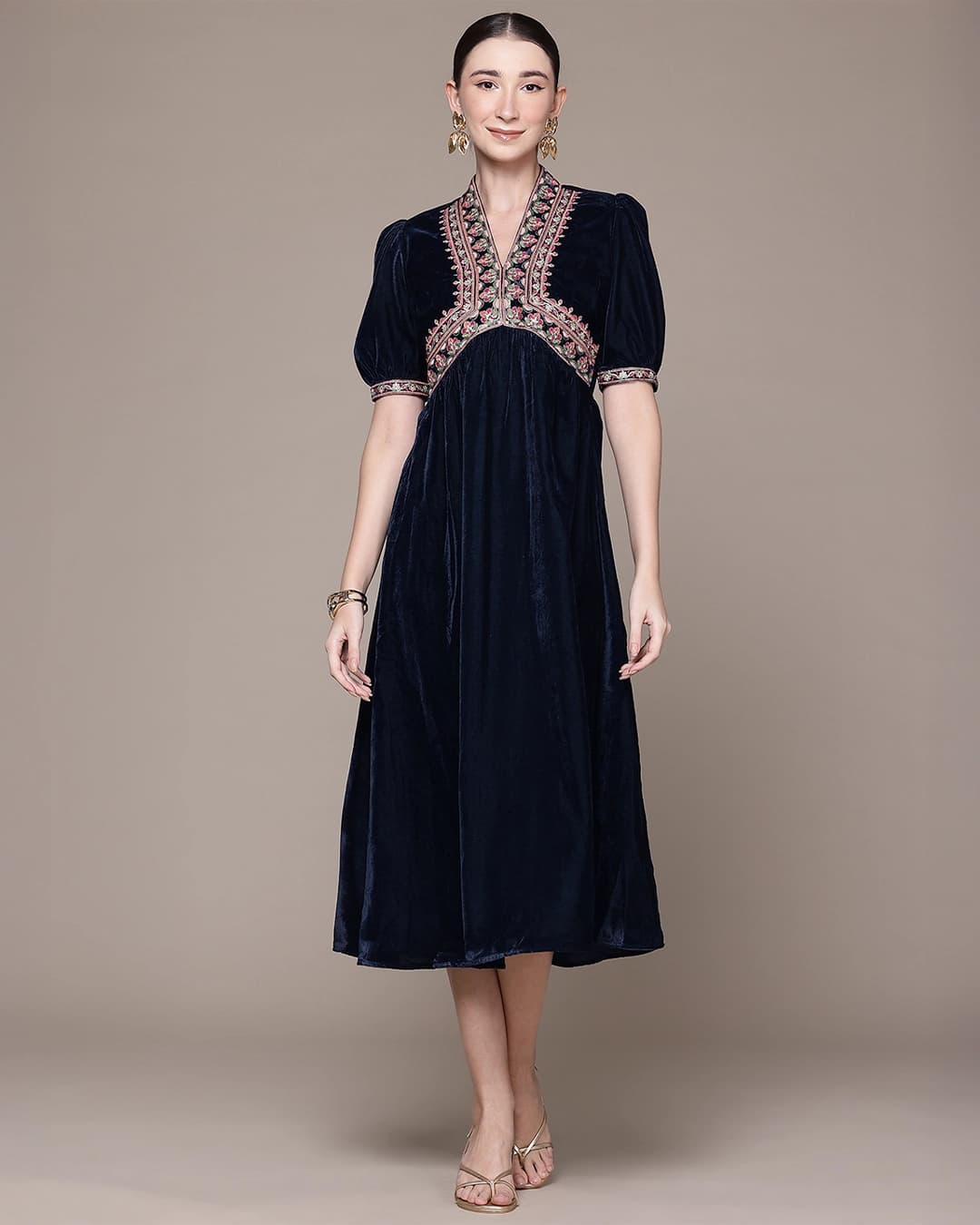 Navy Hiranmayi Festive Midi Dress