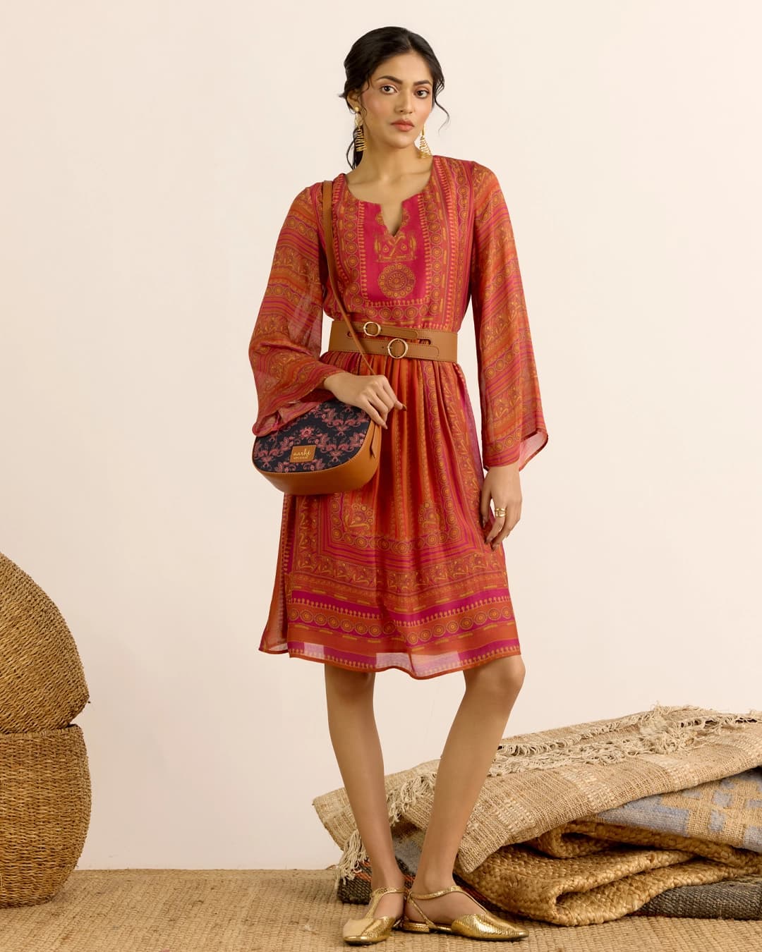 Rust Arpana Short Dress