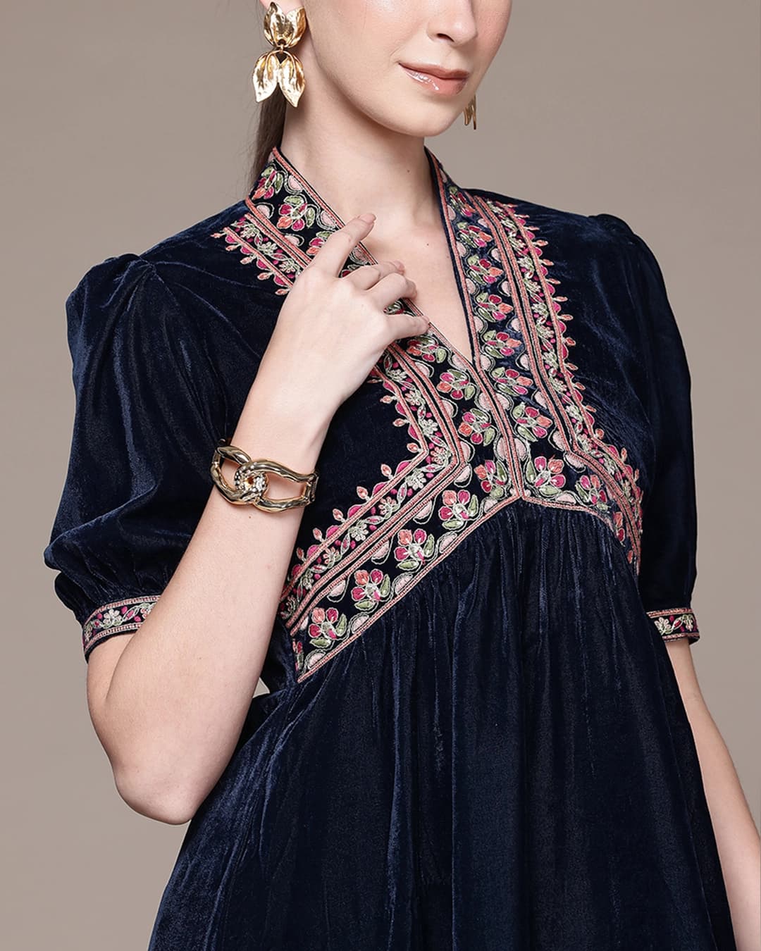 Navy Hiranmayi Festive Midi Dress