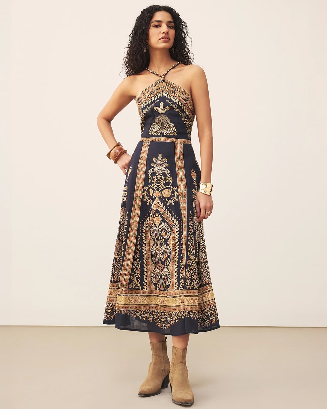 Black Pattachitra Long Dress