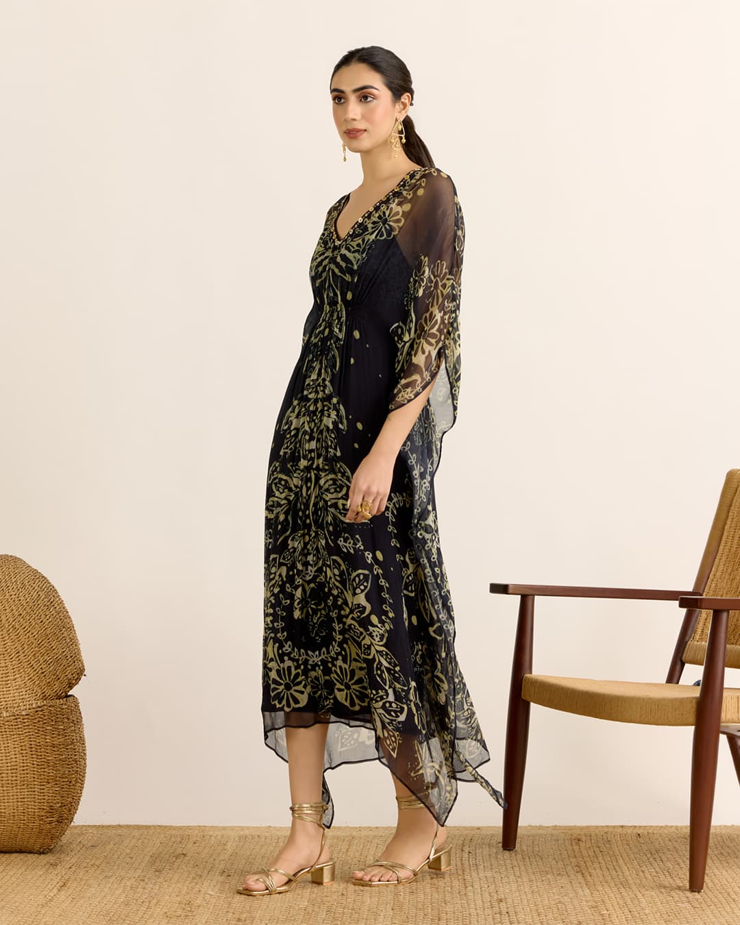 Black Elder Flower Kaftan