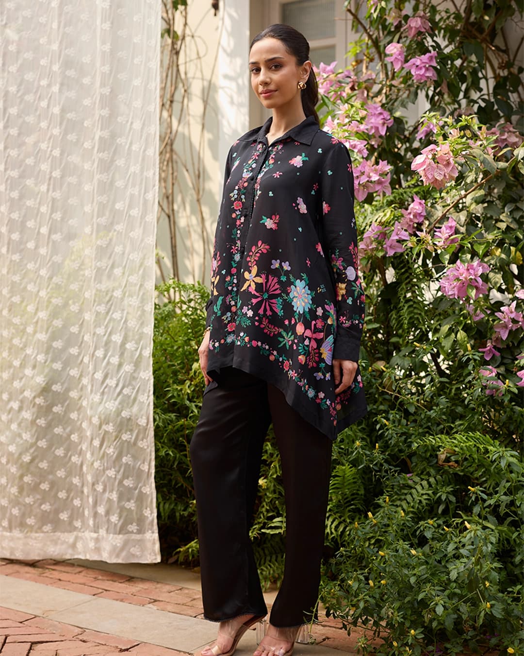 Adhvi Lawn Black Co-ord Set