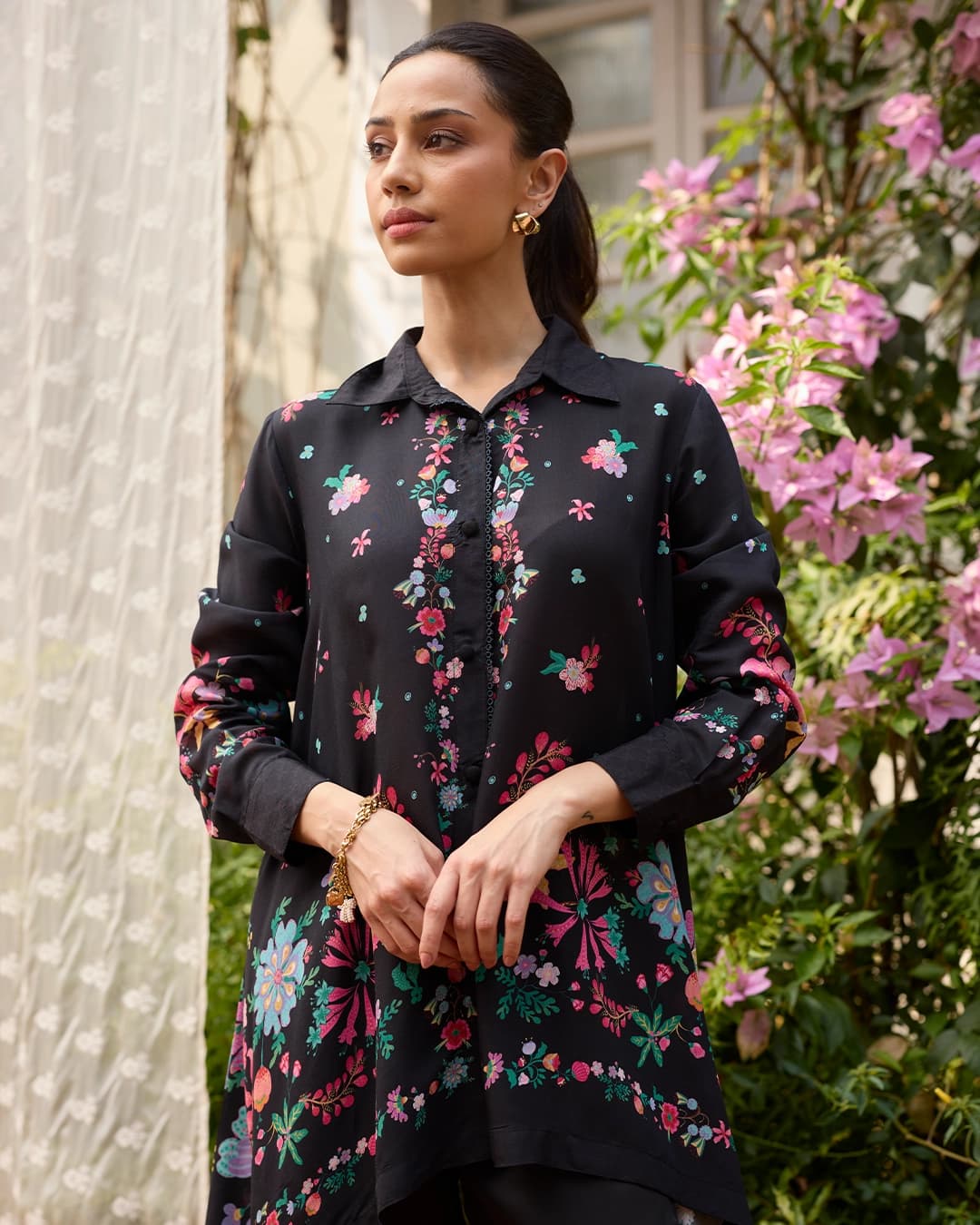 Adhvi Lawn Black Co-ord Set