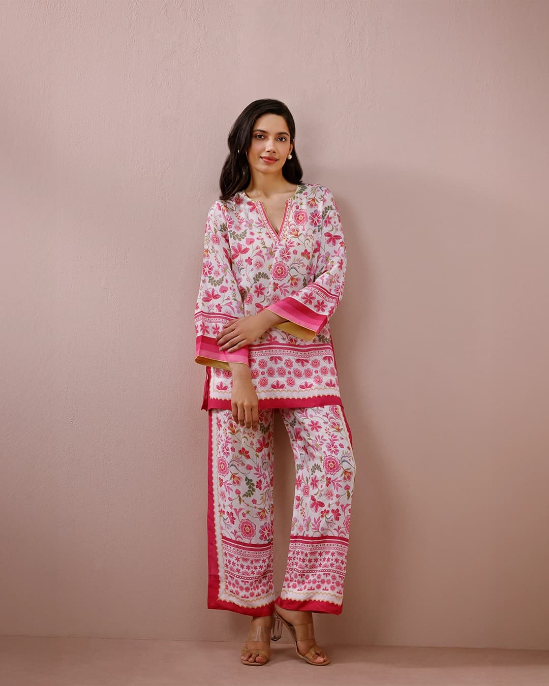 Saurmi Lawn White & Pink Co-ord Set