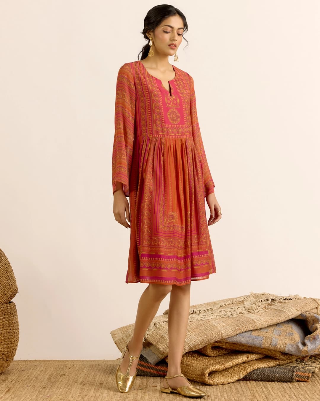 Rust Arpana Short Dress