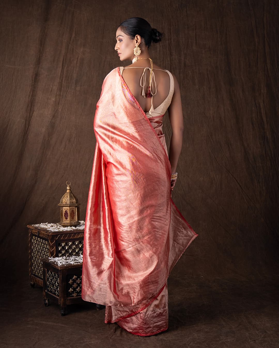 Red pure Tissue Plain Banarsi Handloom Saree