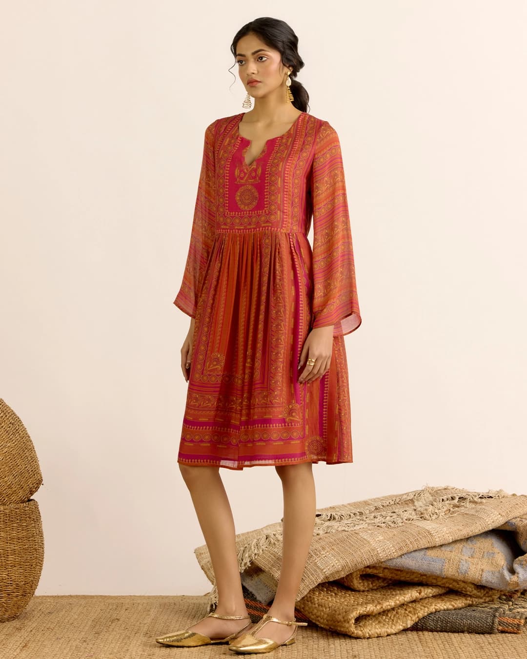 Rust Arpana Short Dress