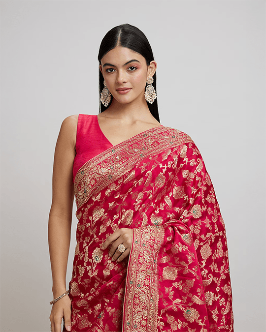 Intricate Pink Elegance Saree