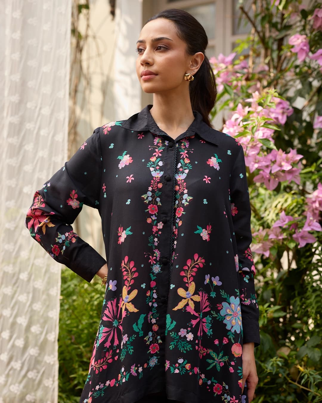Adhvi Lawn Black Co-ord Set