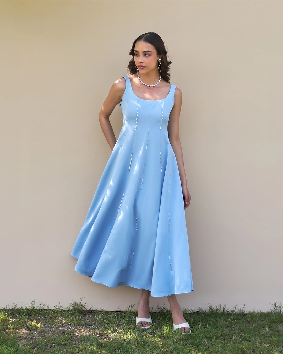 Caroline Midi Dress (Powder Blue)