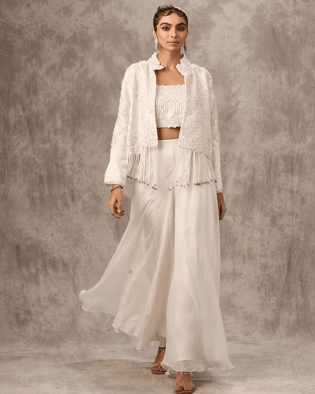 Elegant Cream Art Silk Indo Western