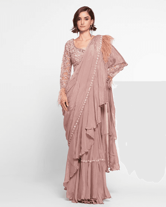 Dusty Pink Elegance Georgette Saree