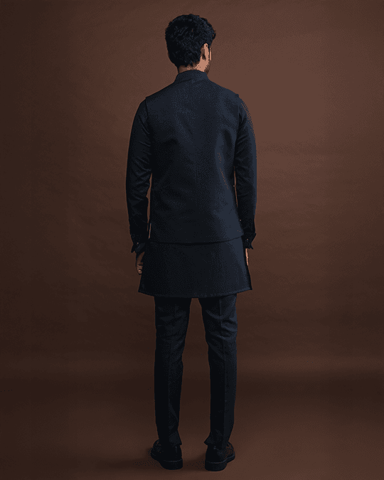 twilight embroidered bandi with matching kurta pajama