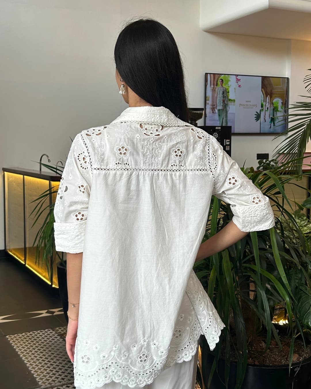 Daenysia Supima Cotton Off White Shirt With Cami