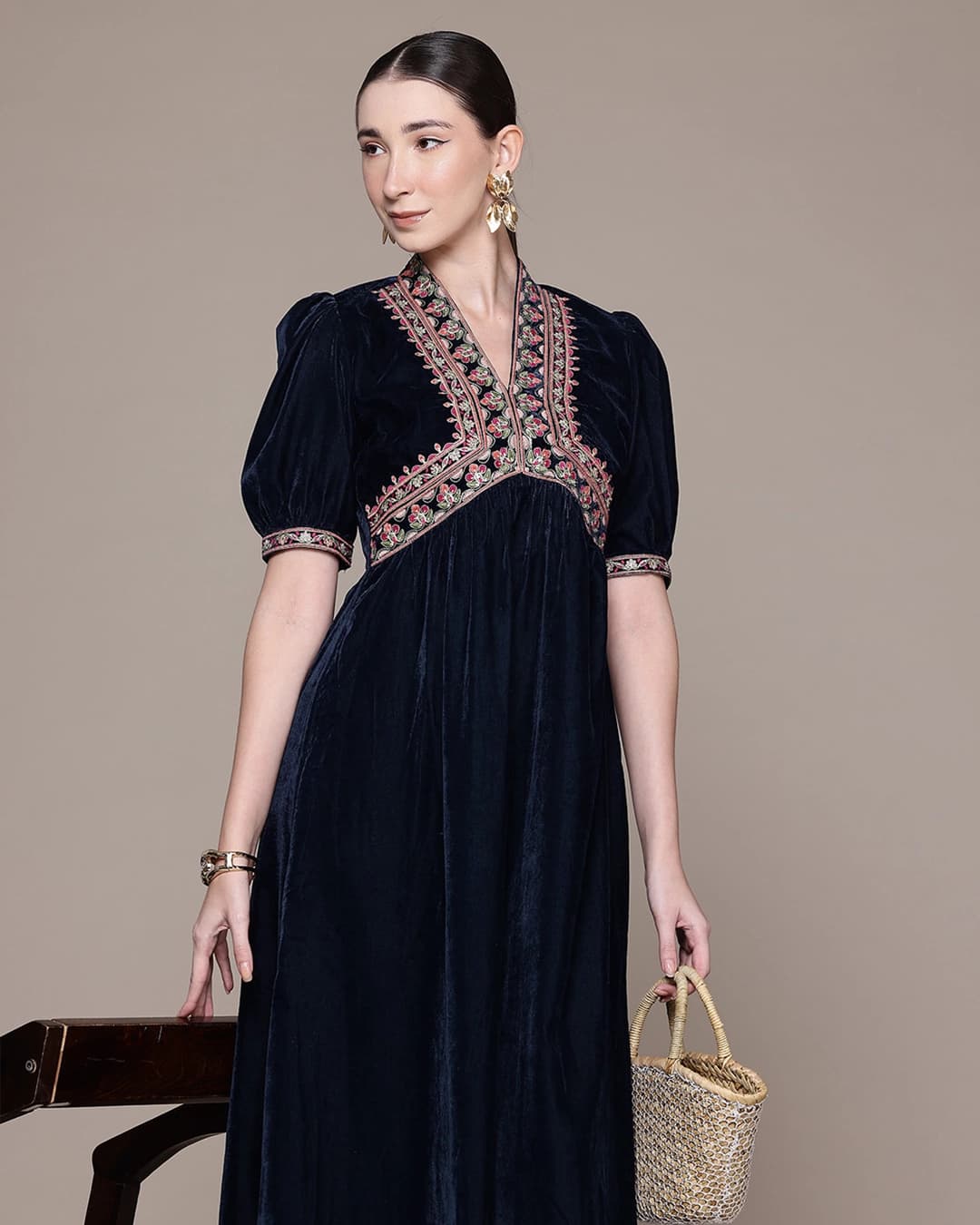 Navy Hiranmayi Festive Midi Dress