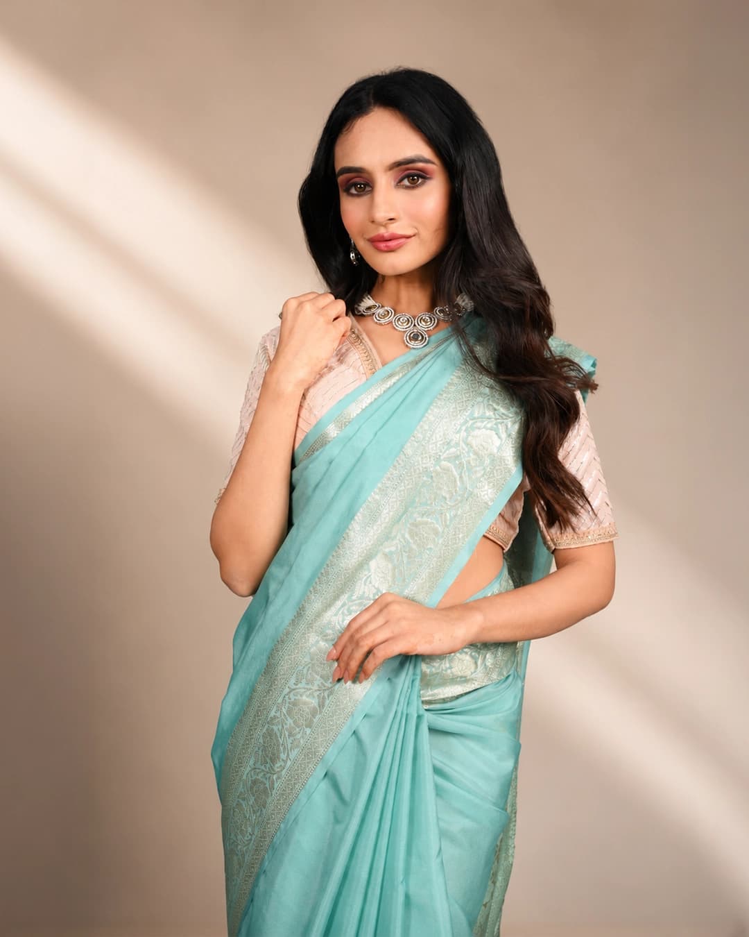 Sea Green Pure Silk Banarasi Handloom Saree